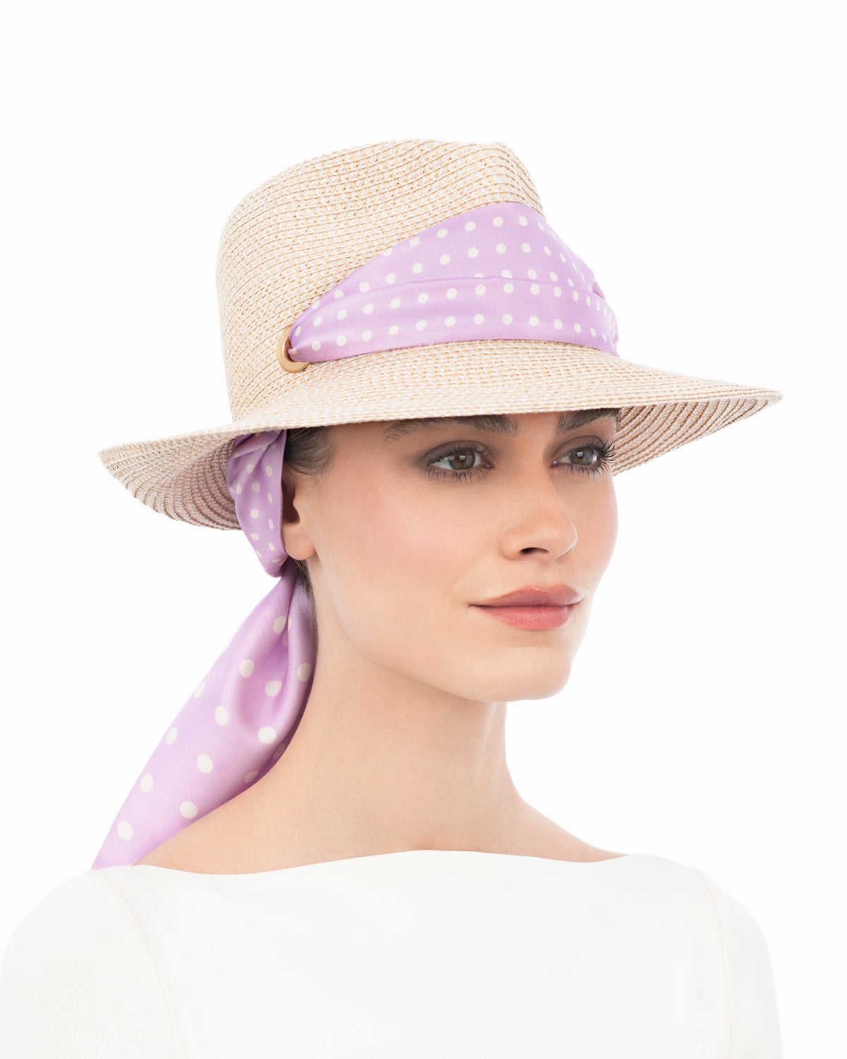 Twilly Classic Cream/Orchid Dot Eric Javits