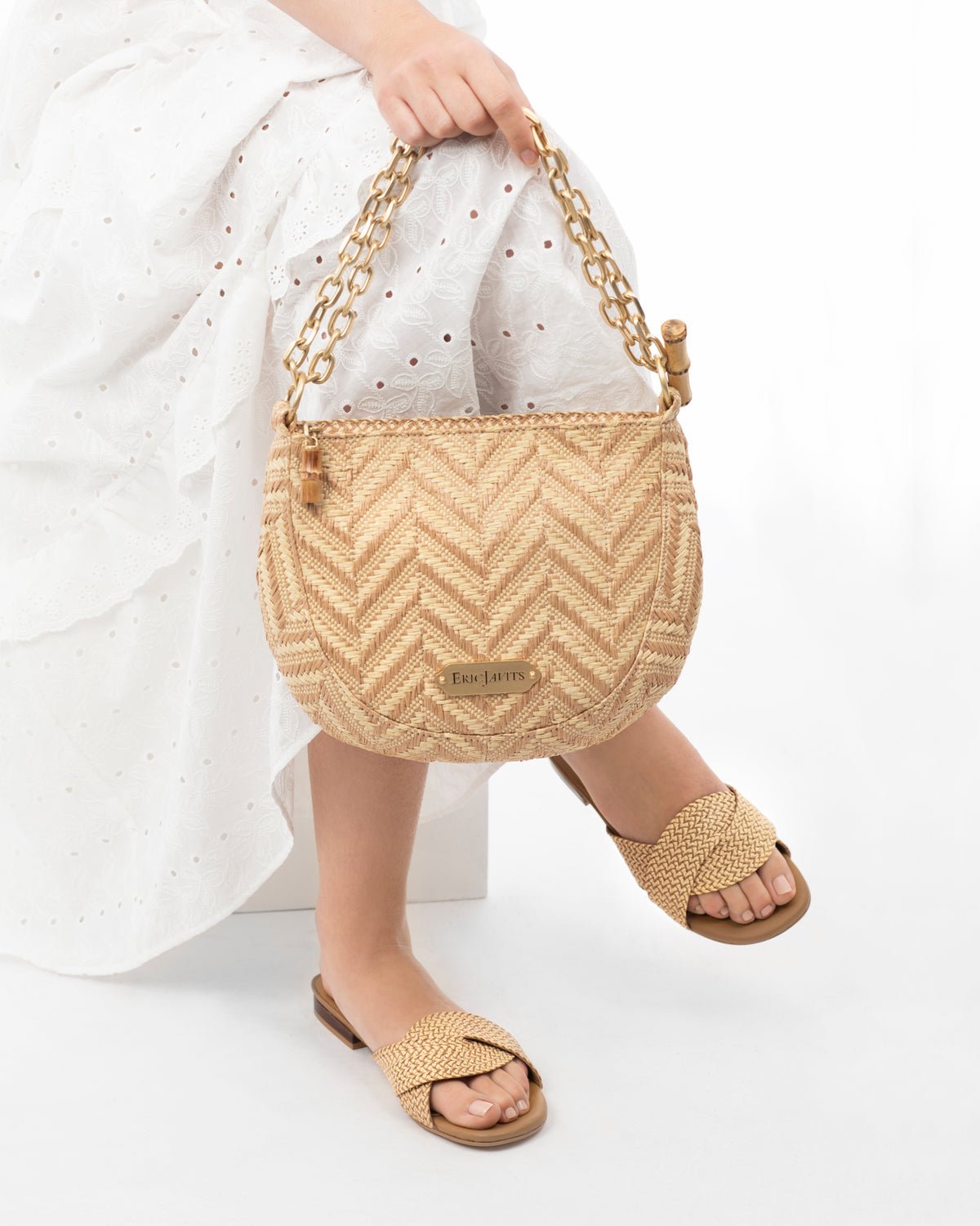 Chain Pouch Raffia Peanut Eric Javits