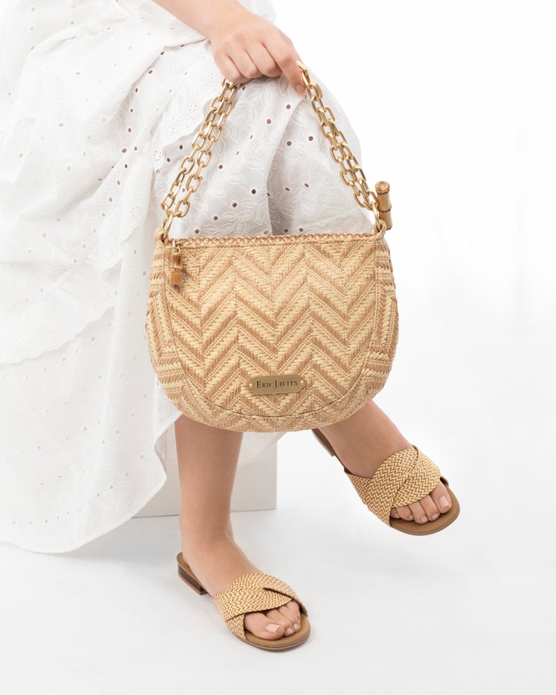 Chain Pouch Raffia Peanut Eric Javits