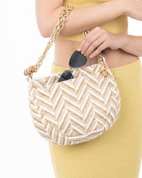 Chain Pouch Raffia White Mix Eric Javits