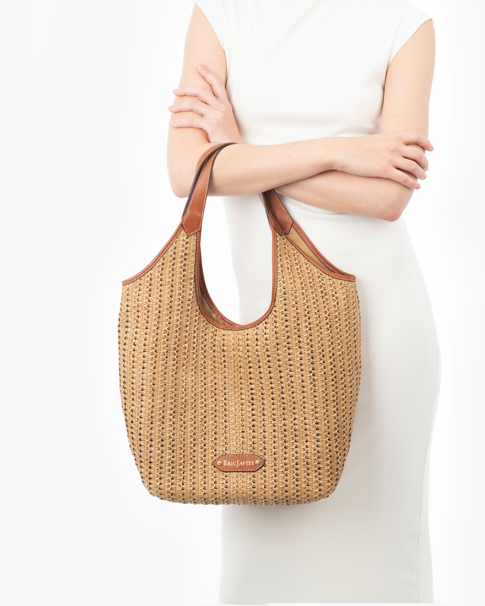 Mykonos Bag I Crochet Raffia Hobo with Storage | Eric Javits