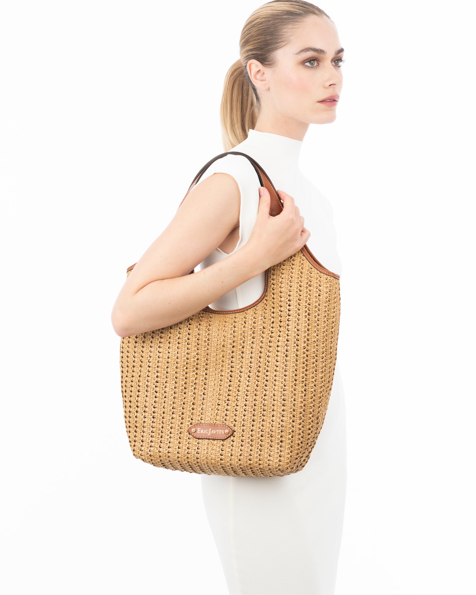 Mykonos Bag I Crochet Raffia Hobo with Storage | Eric Javits