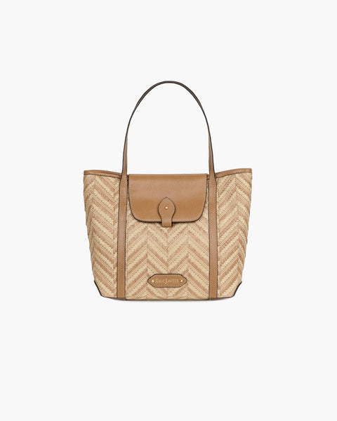 Verona Raffia Bag | Mid-Size Tote Straw | Eric Javits