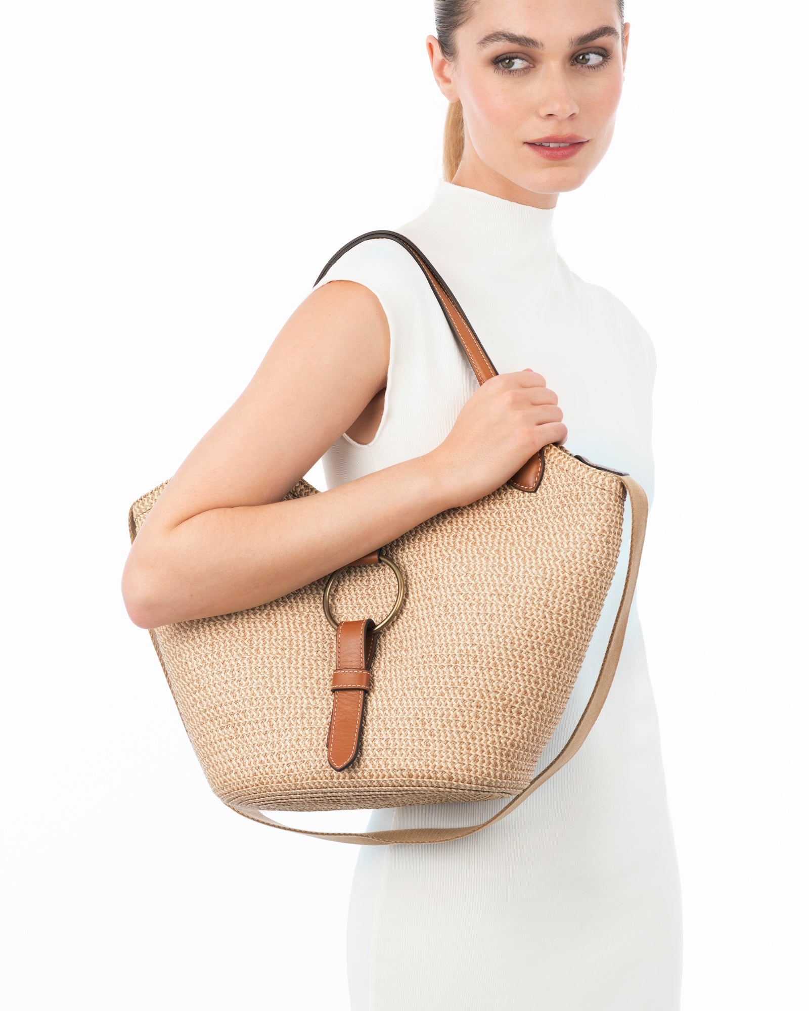 Trek Tote I Straw Tote Bag with Snap-Out | Eric Javits