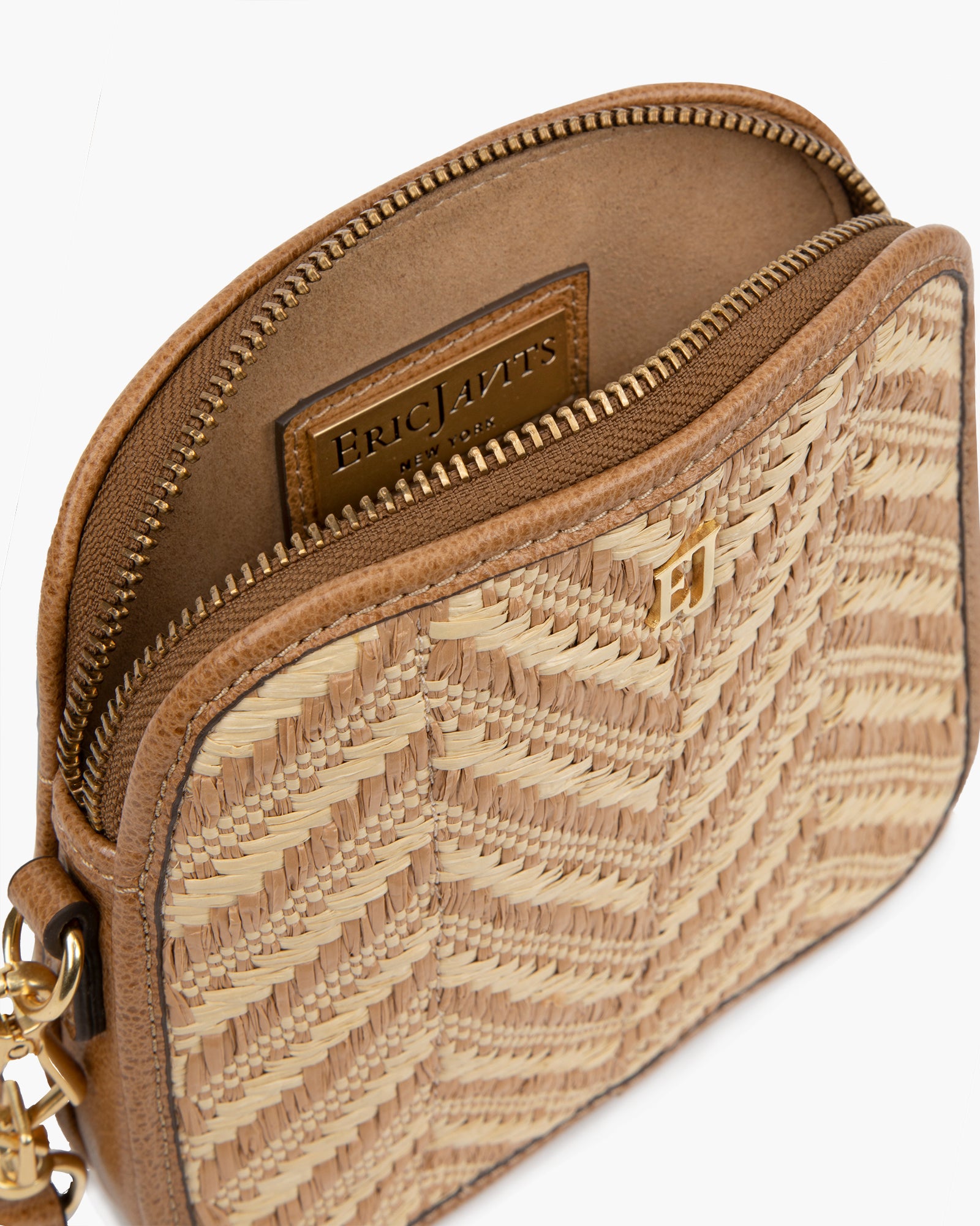 Alli Raffia Bag I Crossbody with Leather Trim | Eric Javits