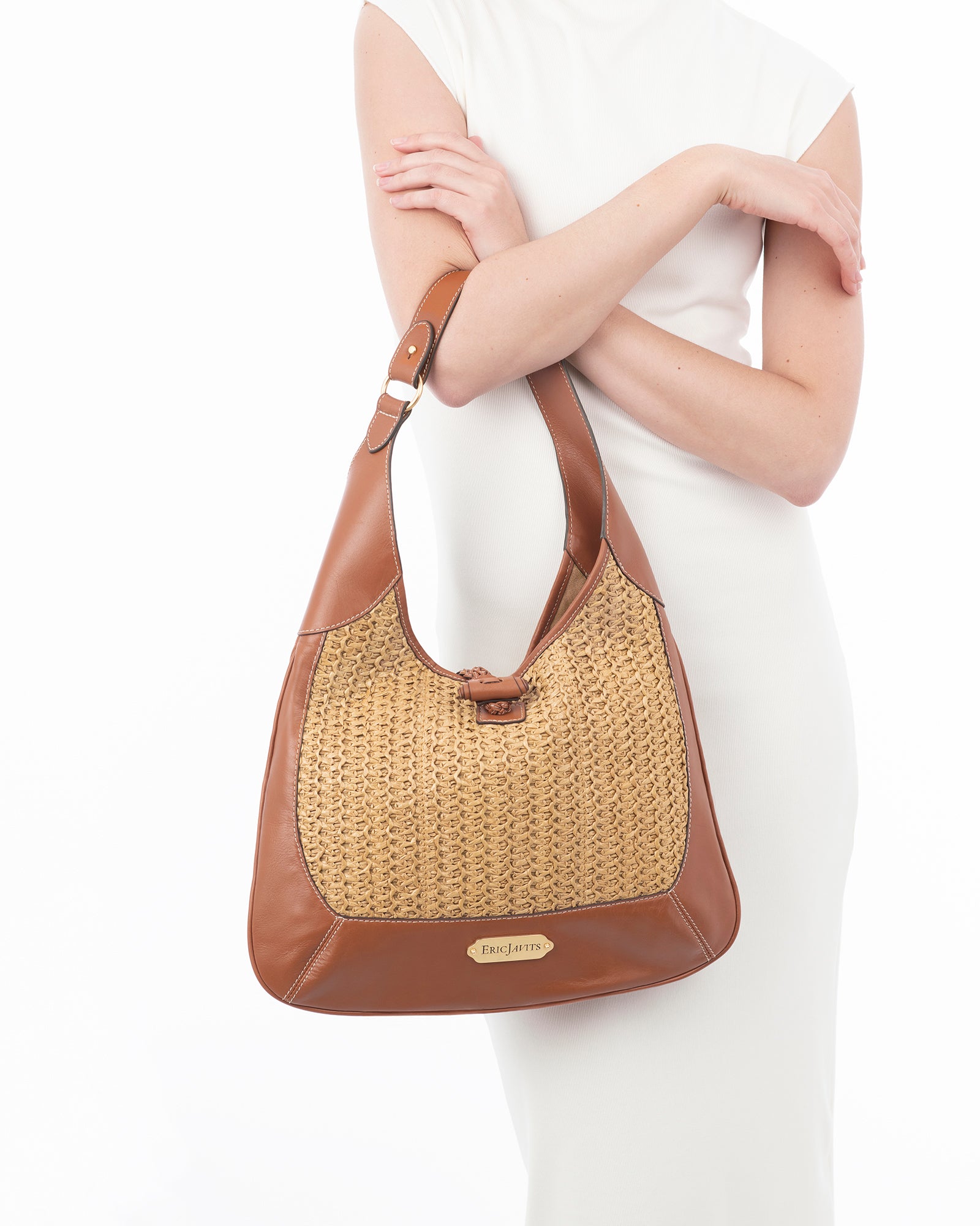 Lexie Hobo Bag I Crochet Raffia & Napa Leather | Eric Javits