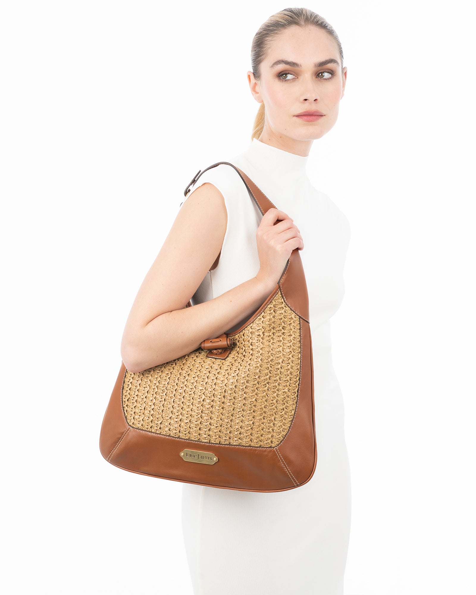 Lexie Hobo Bag I Crochet Raffia & Napa Leather | Eric Javits