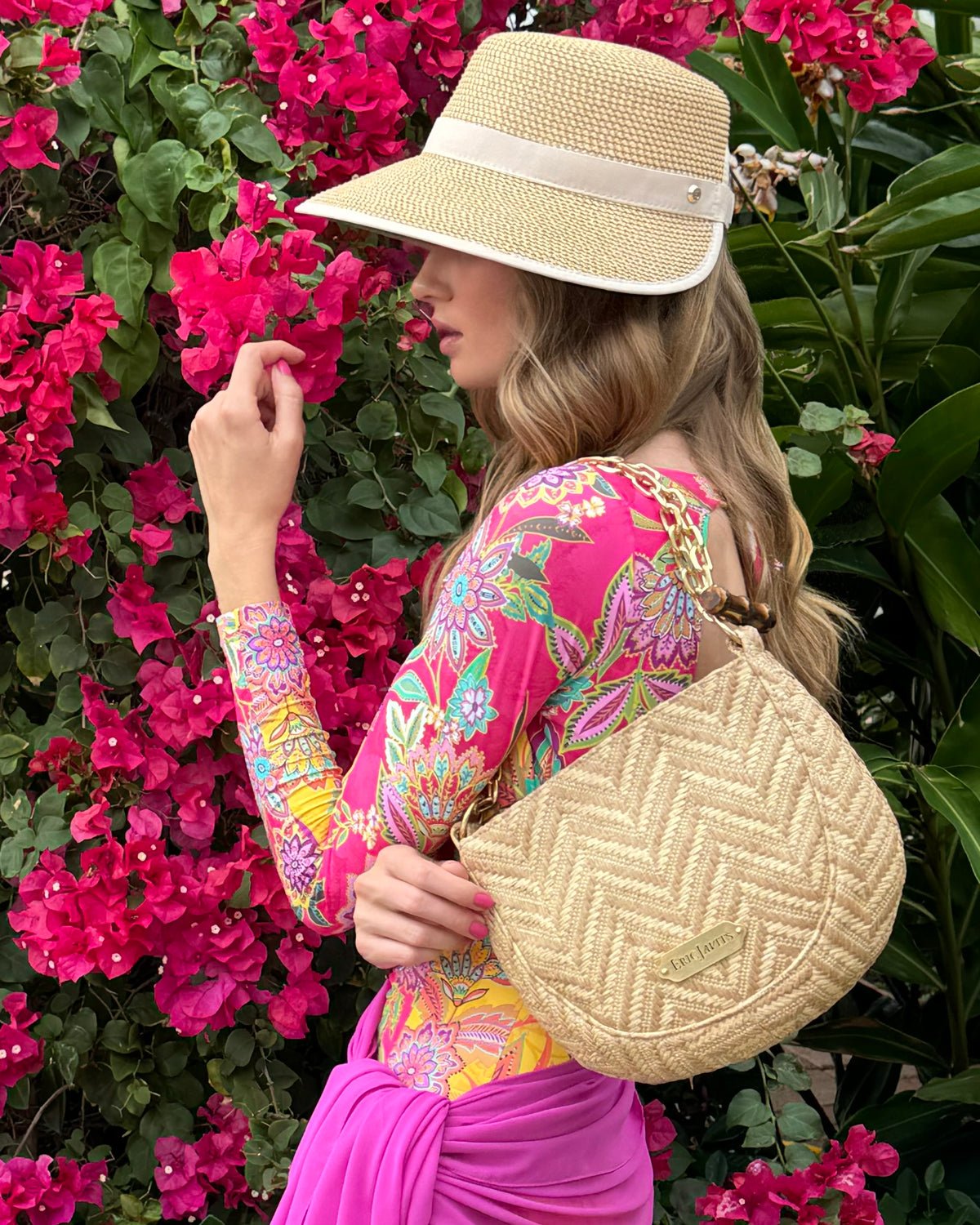 Chain Pouch Raffia Peanut Eric Javits