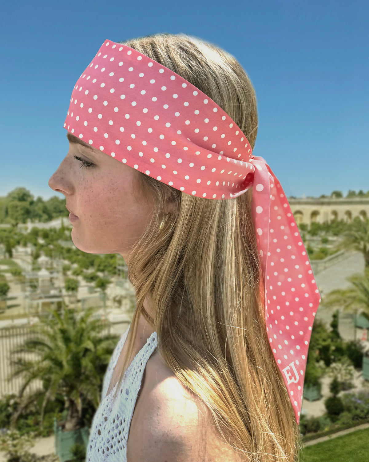Twilly Scarf Pink Dot Eric Javits