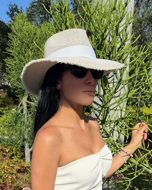 Fringe Pinch Straw Fedora Hat | Women's | Eric Javits