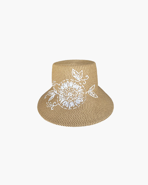 NWT MARAKI HERITAGE Beige Bucket Straw Hat with Silk Tie, vacation ready NWT MARAKI HERITAGE Beige Bucket Hat with Silk Tie main image 3