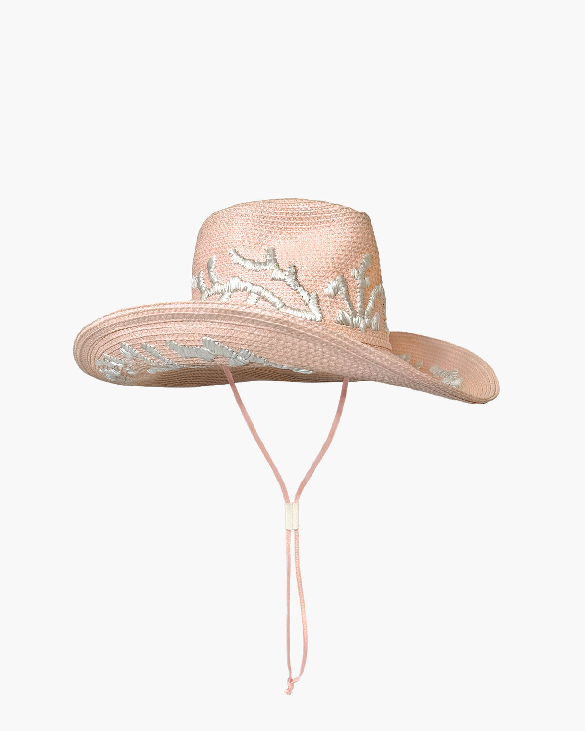 Eric Javitz Coral Pink Sun Hat with Lime Green inner Band SS26_14045_CORAL_CORRAL_PEANUT  main image 4