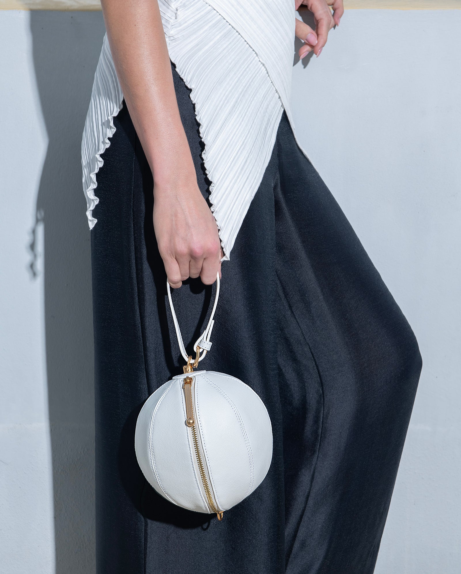 Leather Globe White Eric Javits