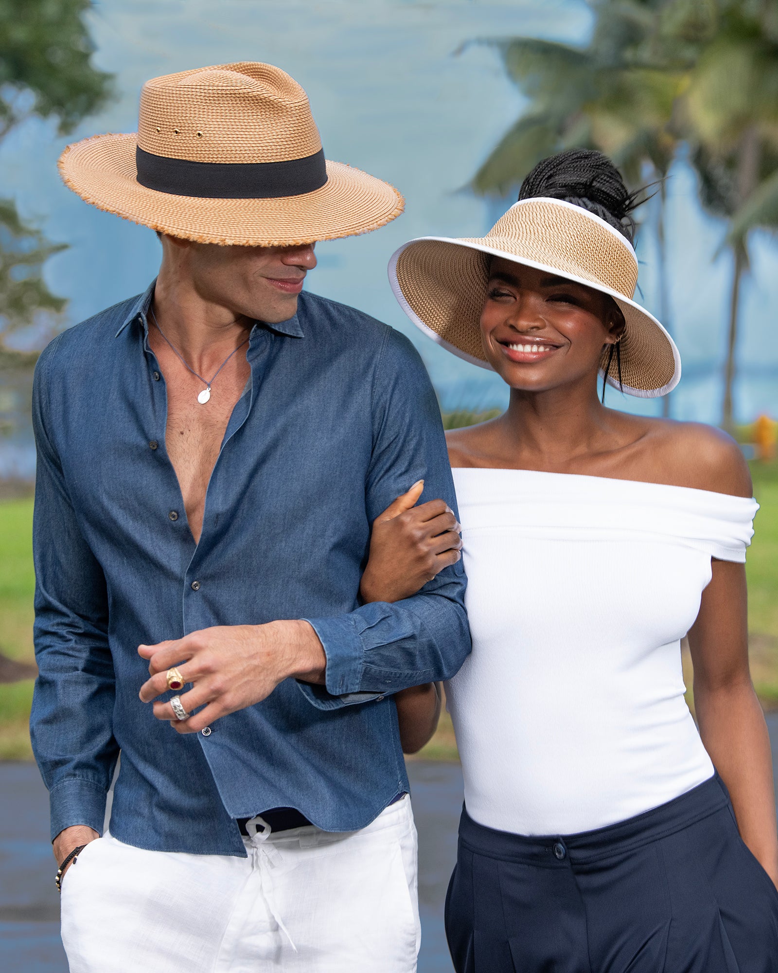 Eric Javits Women Hats Peanut/White Lil Squishee® Visor