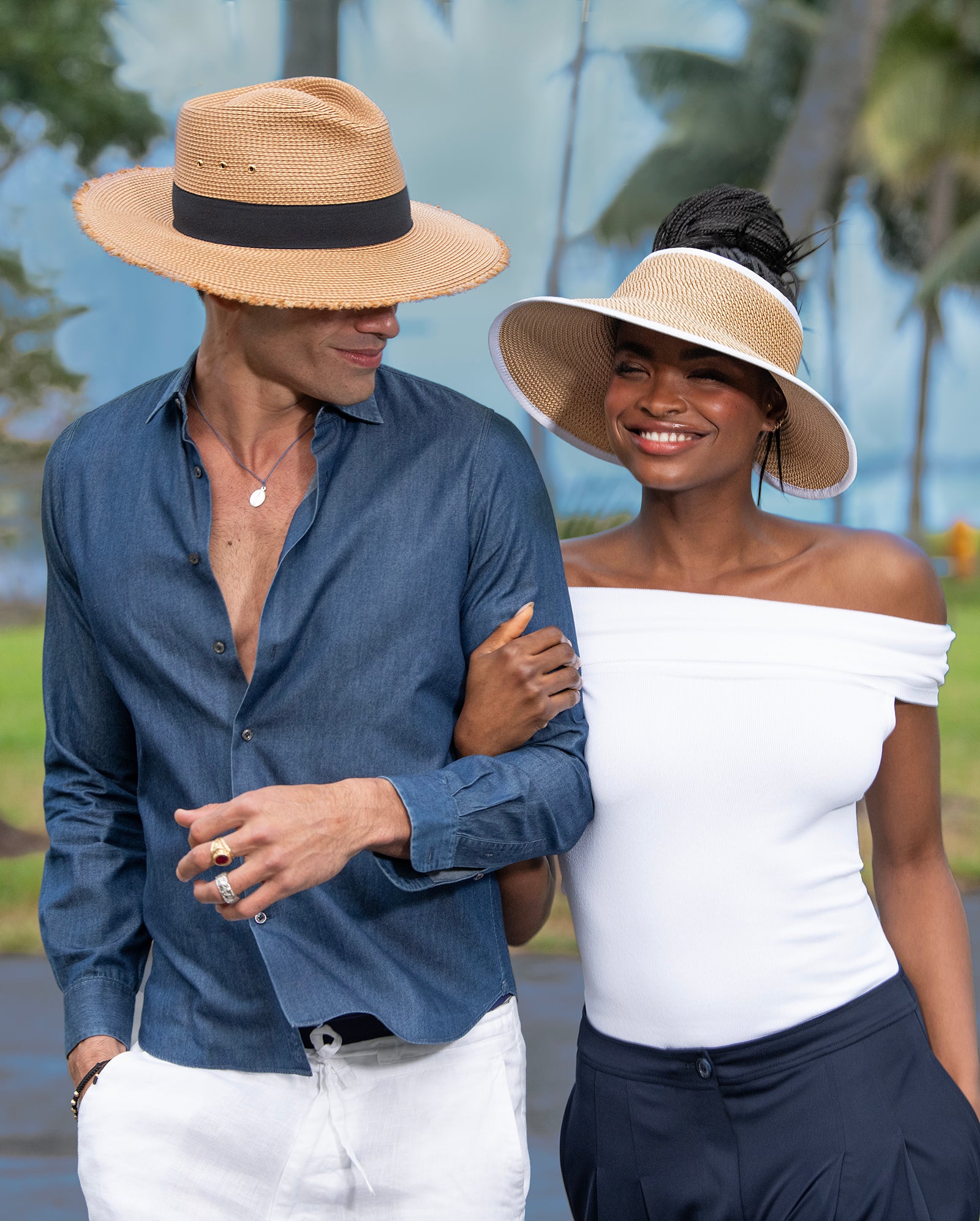 Eric Javits Women Hats Peanut/White Lil Squishee® Visor