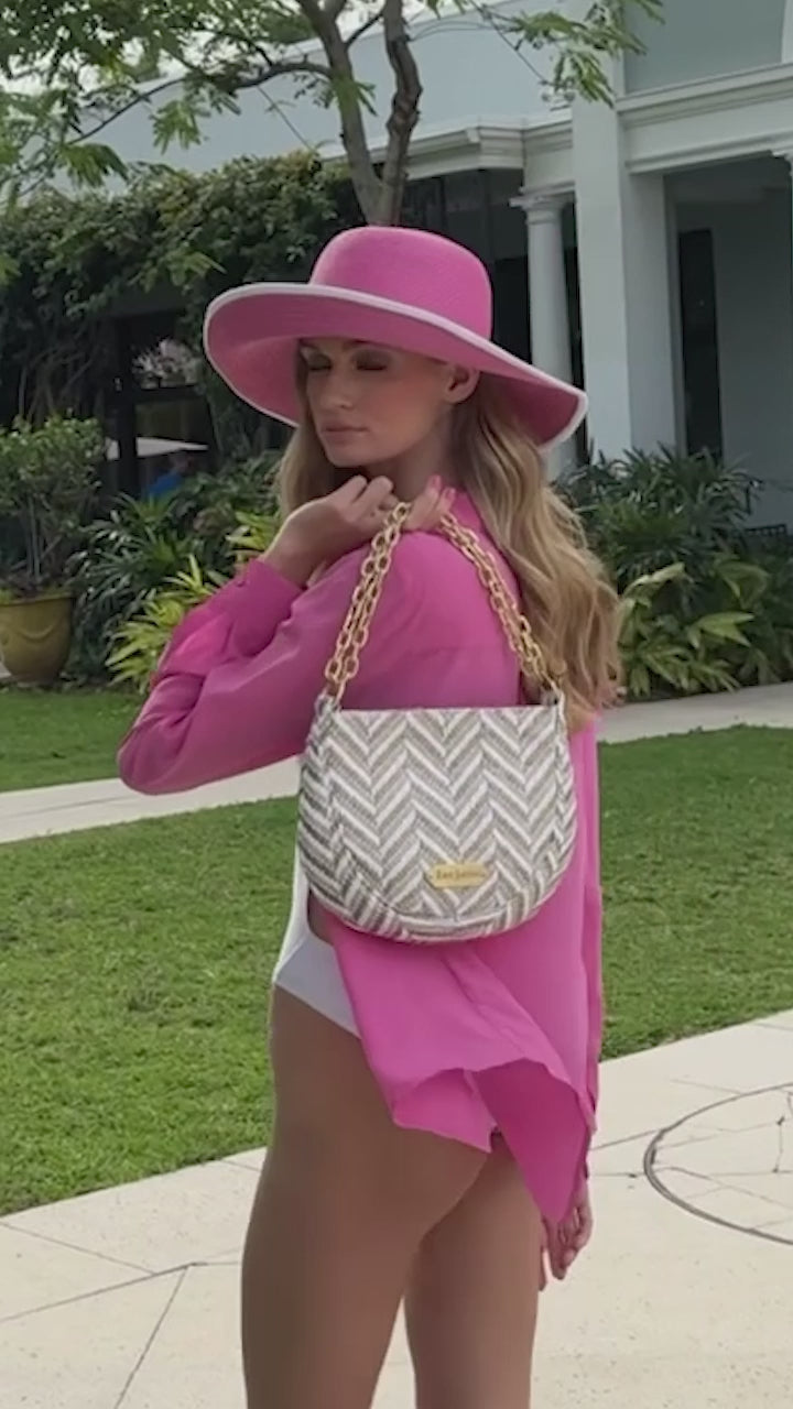 Chain Pouch Raffia White Mix Eric Javits