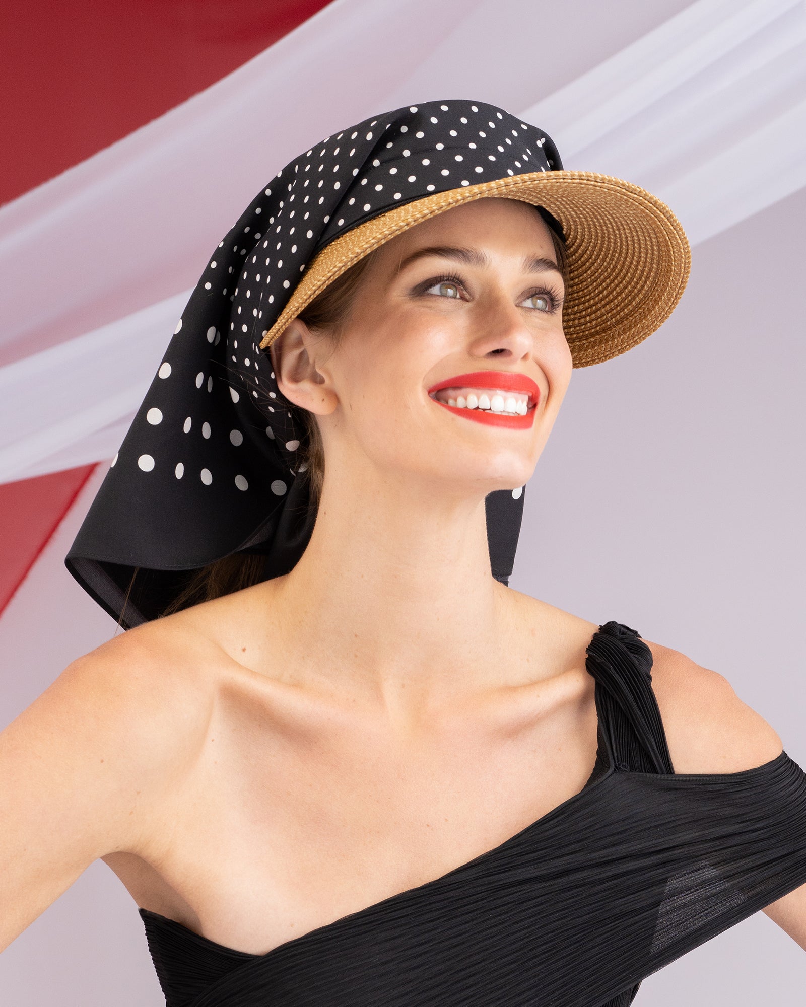 Dot Scarf Visor Natural/Black Eric Javits