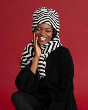 Chevron Beanie Black/Cream Eric Javits