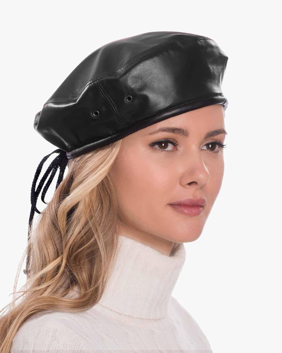 Leather beret OriginalBlack Eric Javits