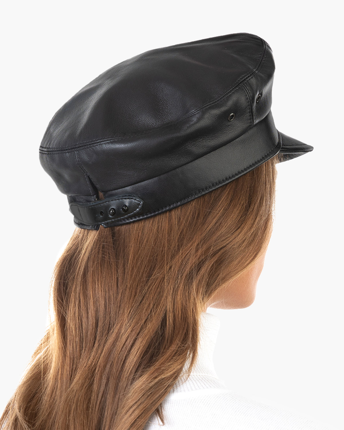 Night Porter Leather Cap Black