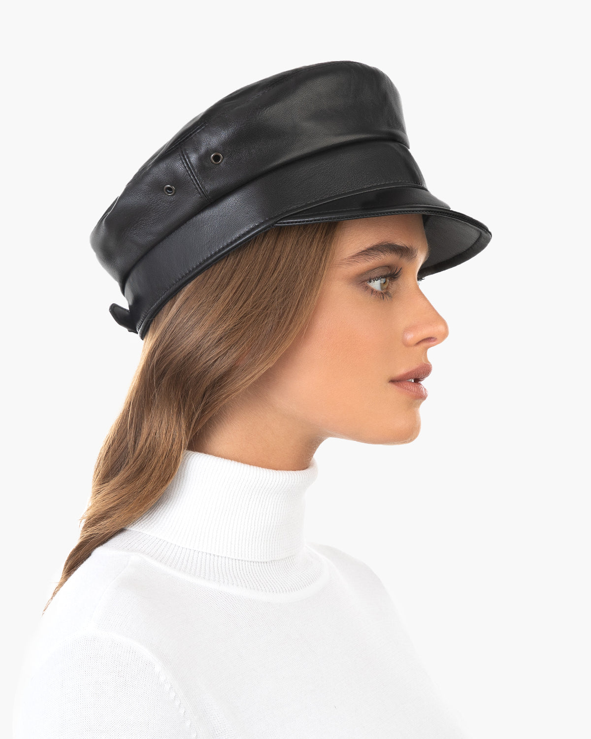 Night Porter Leather Cap Black