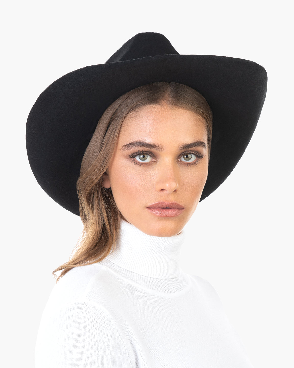 Eric Javits Women Hats Black Wool Western Felt Hat SM ML