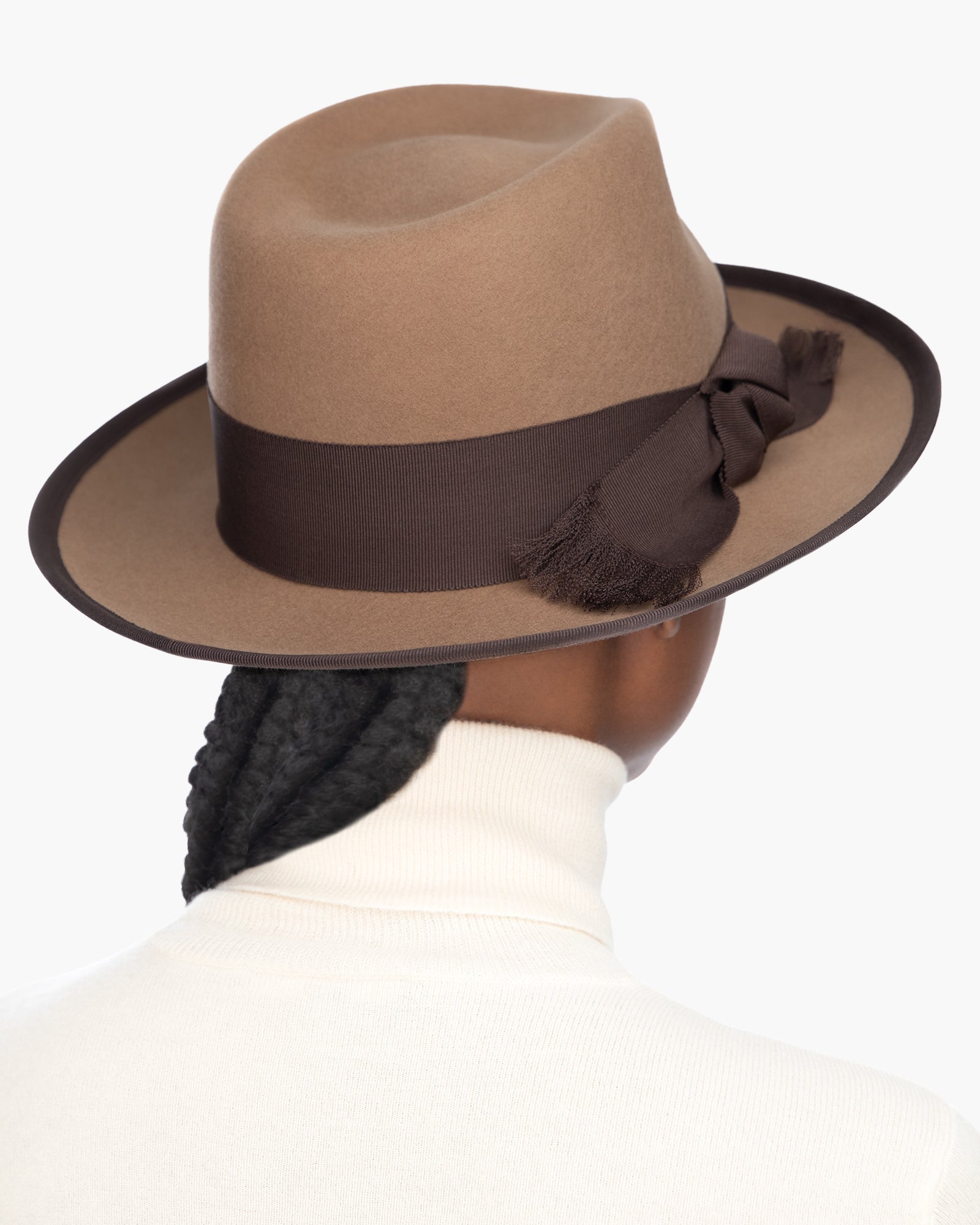 Tyler Felt Fedora Hat | Fringed Grosgrain Bow | Eric Javits