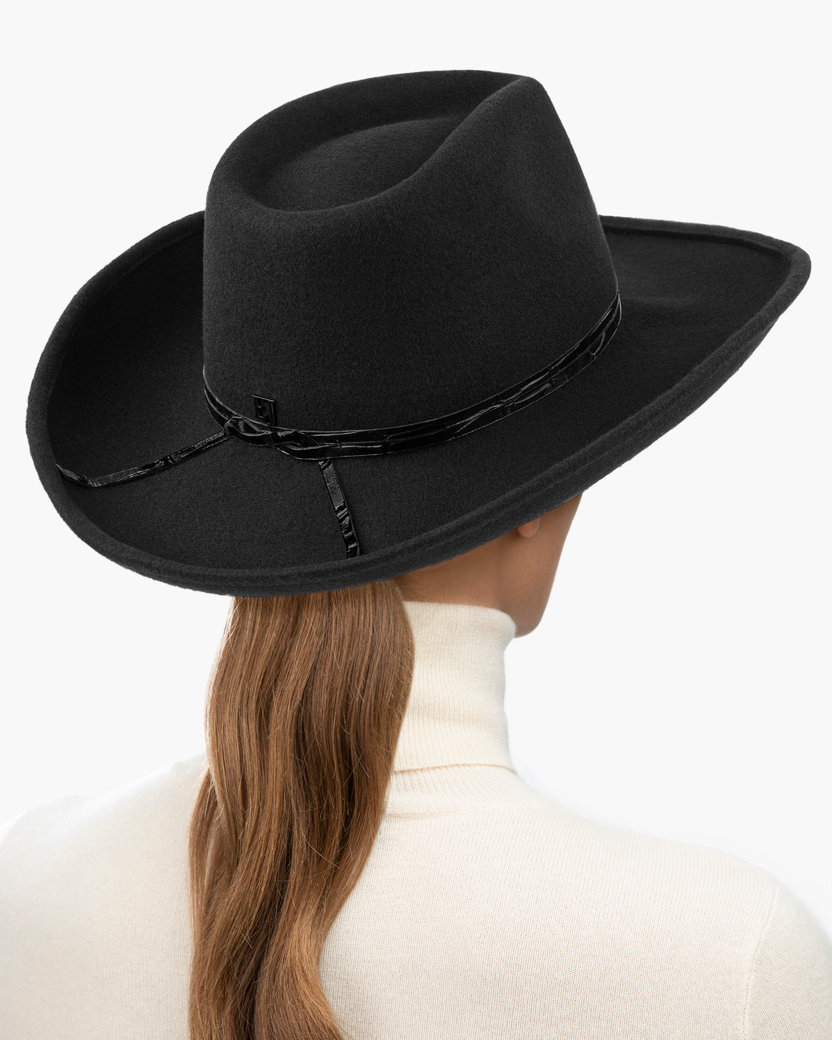 Eric Javits Women Hats Black Wool Western Felt Hat SM ML