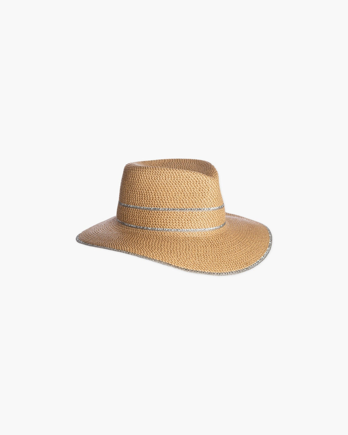 Eric Javits GUAPA Lace-Trim Wide Brim Embroidered Straw Sun Hat - Cream 21” SS26_13806_BELLA_PNT_WHITE_FRO  main image 3