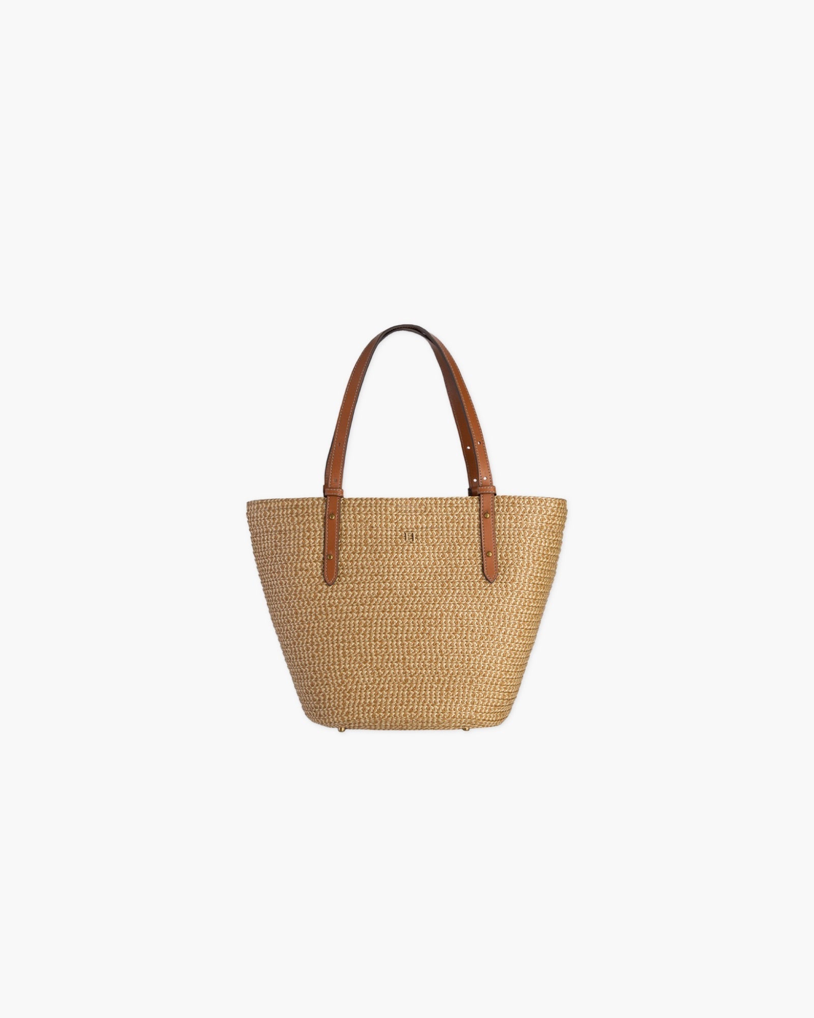 Happy Summer Day Round Straw Tote, Natural