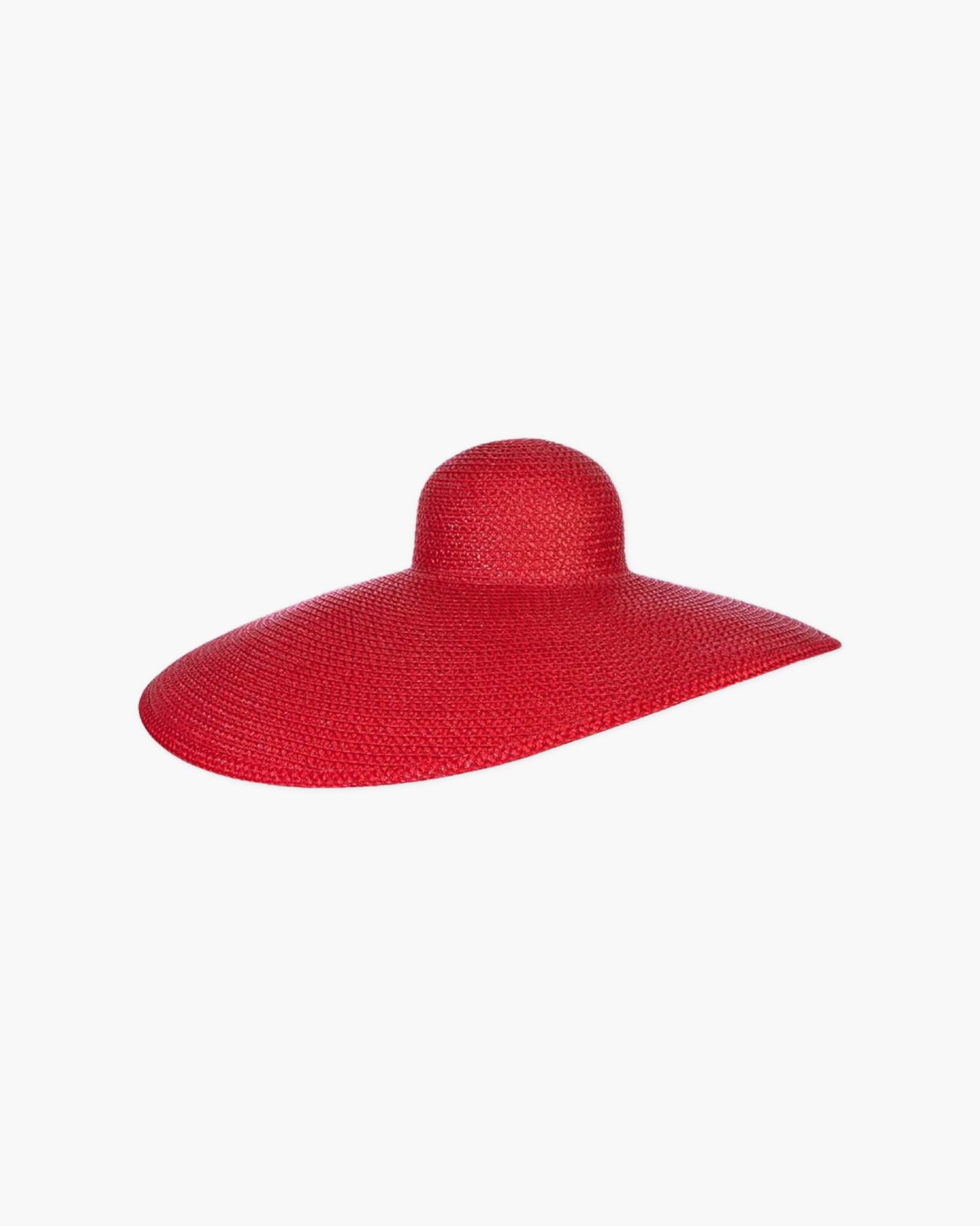 Vintage Red Straw Cap Sun Hat w Extra-Long Visor Red Fancy Sun Hat Vintage 1990s, Size Large, Wide Brim Red  main image 3