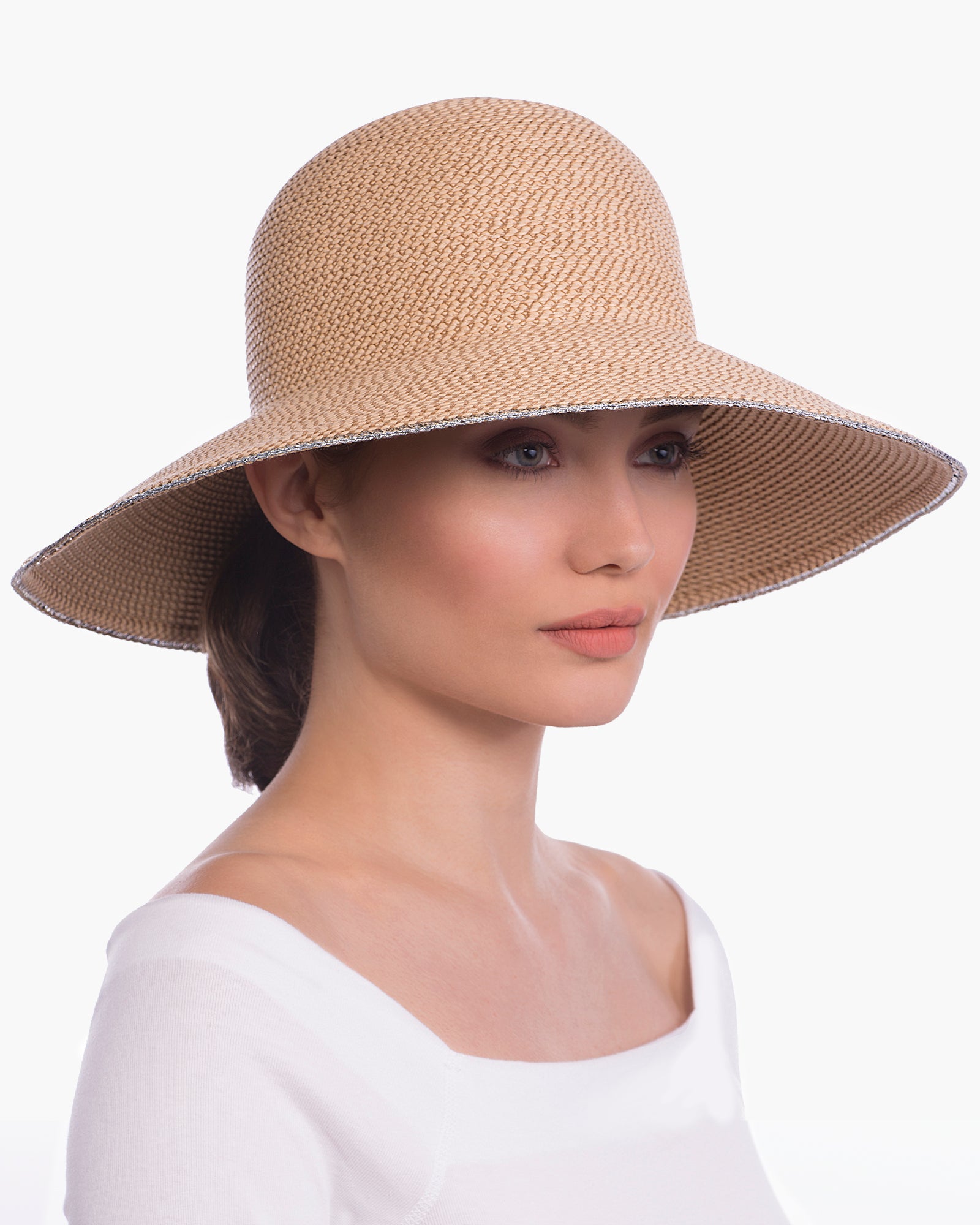 Hampton Straw Hat Women's Skimmer Hat Peanut/Silver Eric Javits