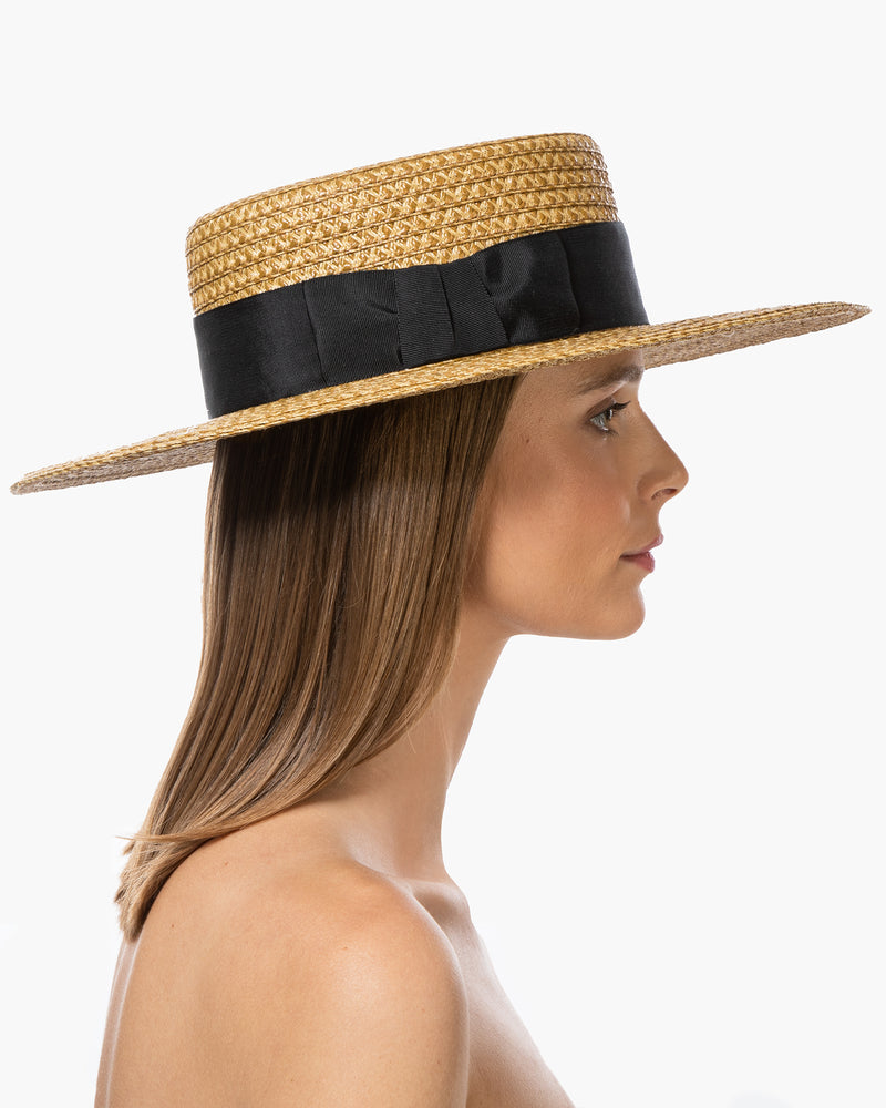 Straw Hat Boater, Natural Straw Canotier Hat, Boater Straw Hat Red Ribbon, Womens Boater Straw Hat, Gondolier Straw Hat, Summer Boater Hat