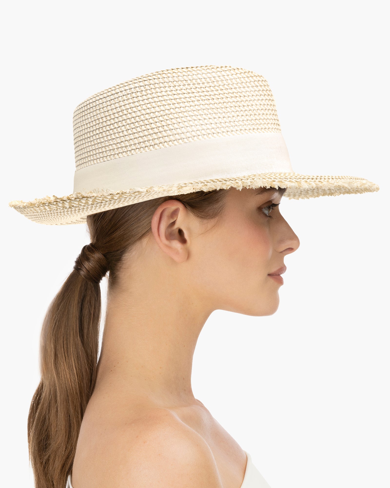 Fringe Pinch Straw Fedora Hat | Women's | Eric Javits
