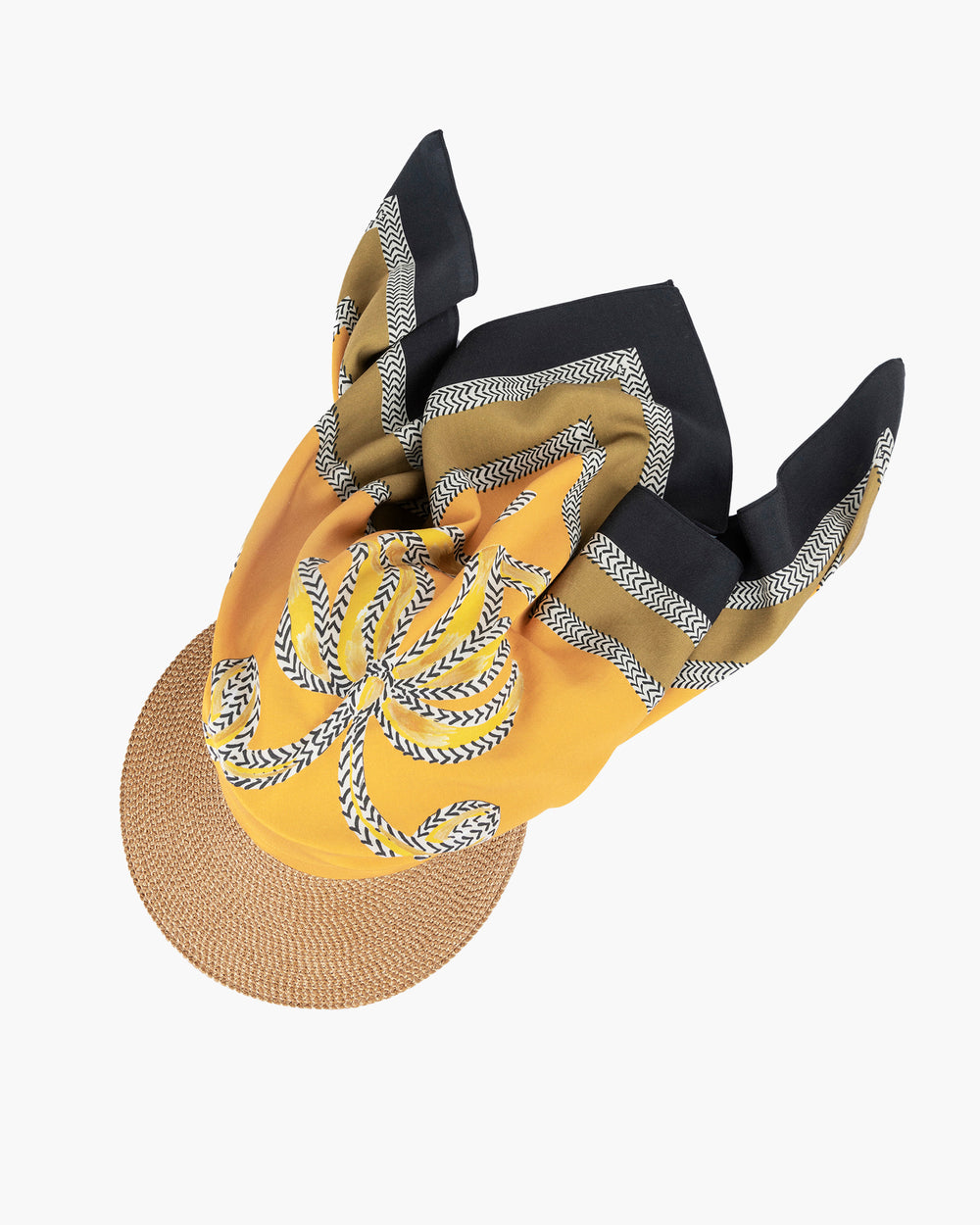 Bandana Visor Straw Visor Detachable Tencel Scarf Eric Javits