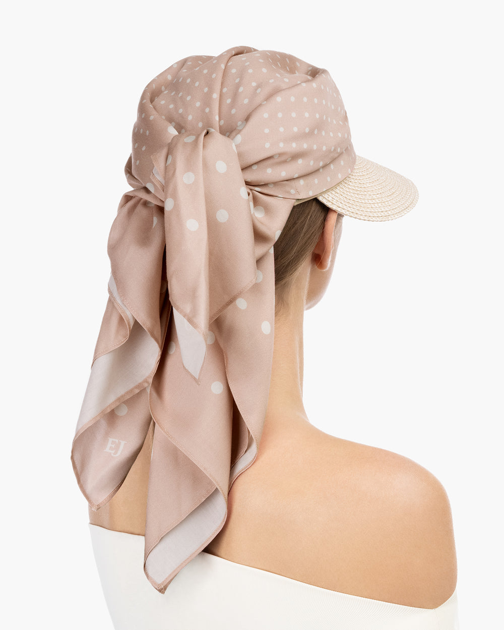 Dot Scarf Visor Straw Visor Detachable Tencel Scarf Eric Javits