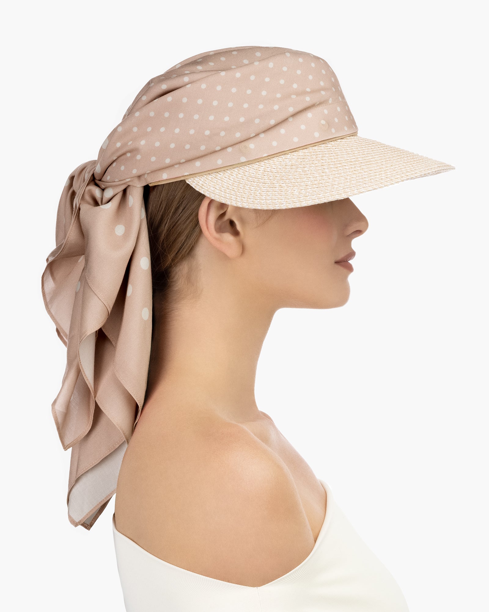 Dot Scarf Visor Cream/Almondine Eric Javits
