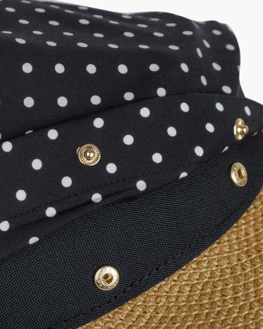 Dot Scarf Visor Straw Visor Detachable Tencel Scarf Eric Javits
