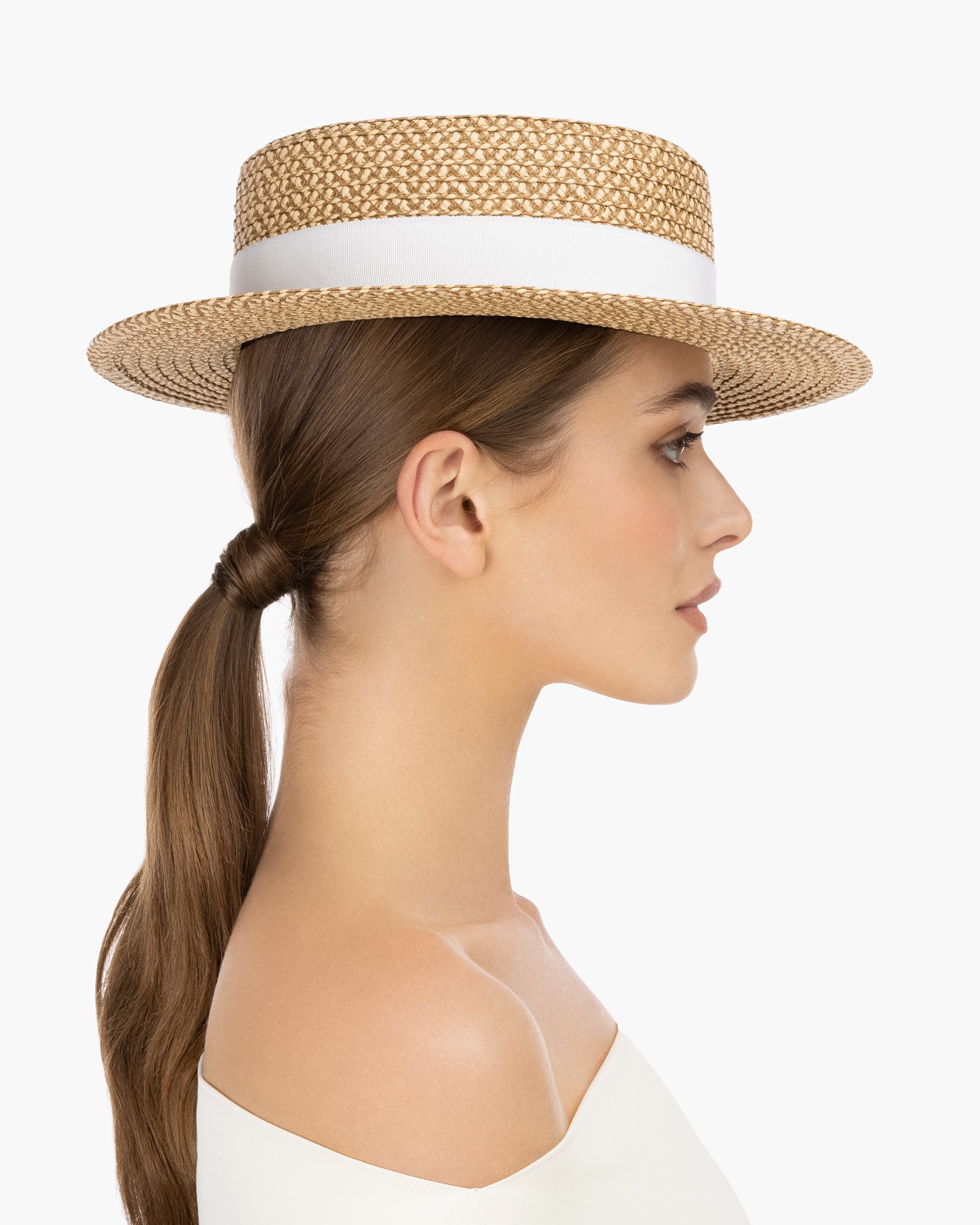 Boater Peanut/White Eric Javits