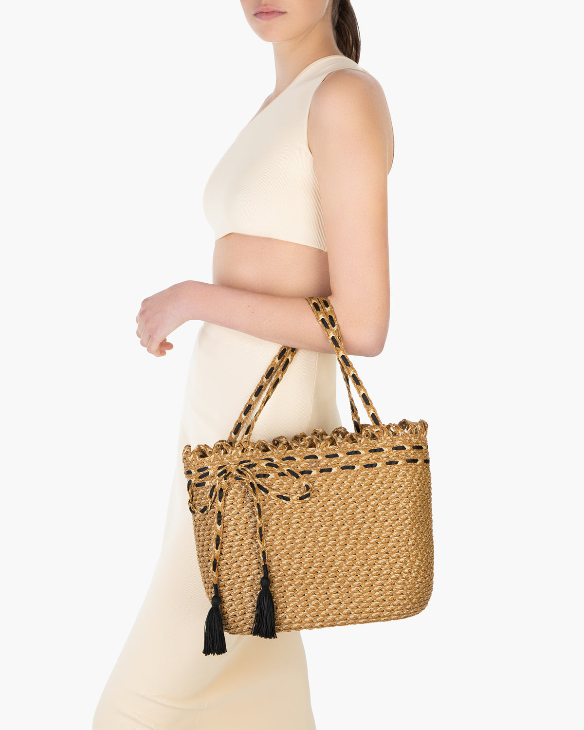 SQUISHEE® BARDOT STRAW TOTE Natural/Black Eric Javits