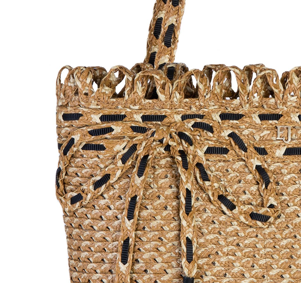 SQUISHEE® BARDOT STRAW TOTE Natural/Black Eric Javits