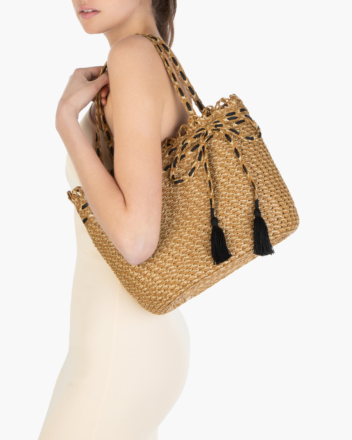 SQUISHEE® BARDOT STRAW TOTE Natural/Black Eric Javits