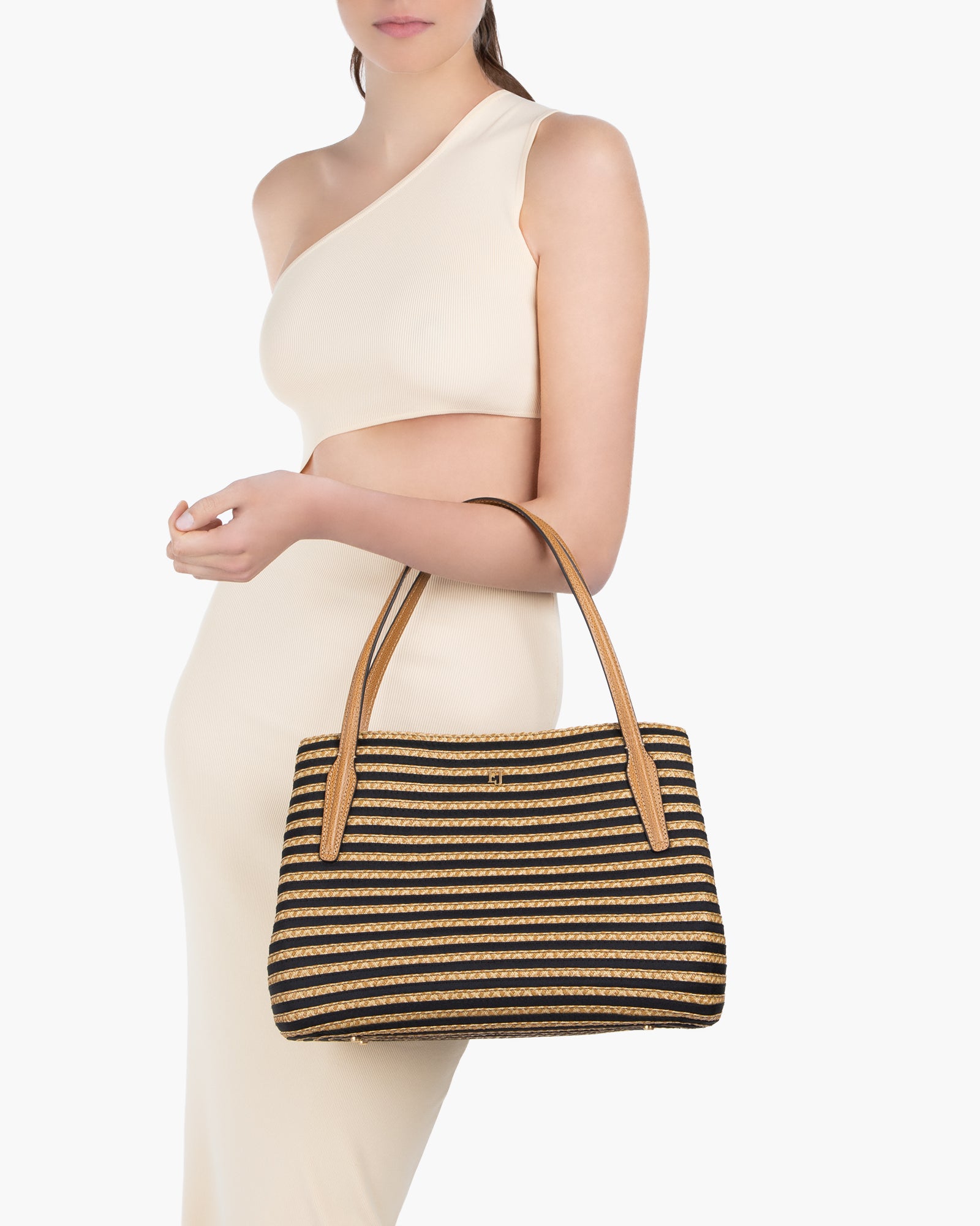SQUISHEE® ISLA STRAW BAG Black Mix Eric Javits
