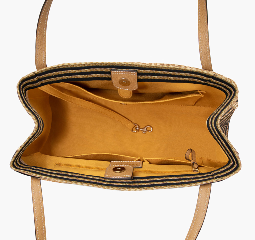 SQUISHEE® ISLA STRAW BAG Black Mix Eric Javits