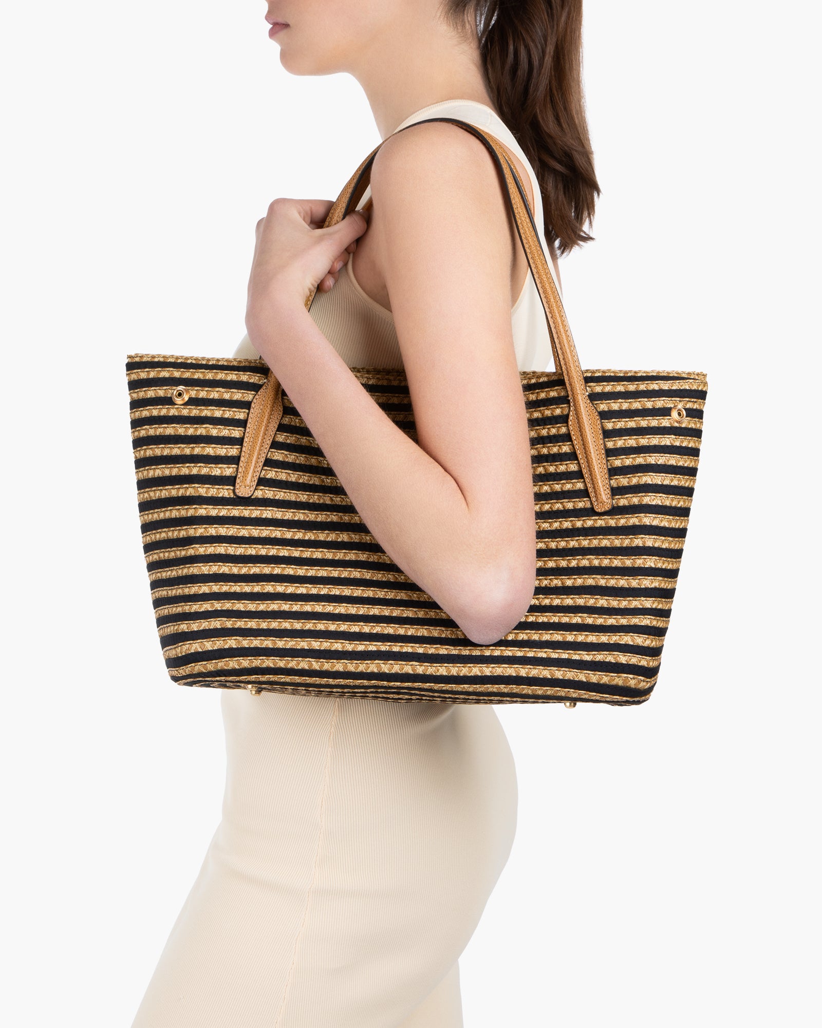 SQUISHEE® ISLA STRAW BAG Black Mix Eric Javits