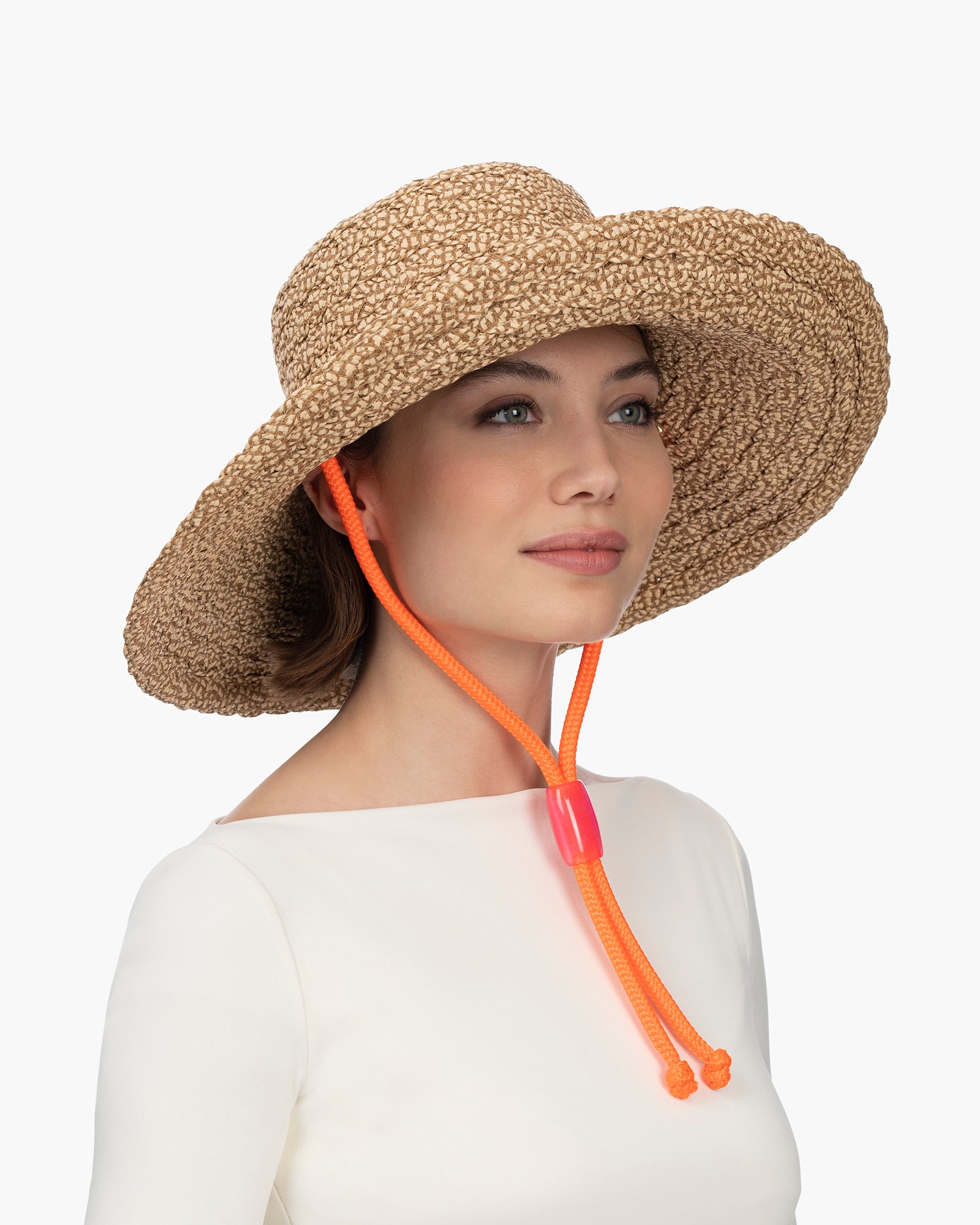 Aimee Rollable Straw Floppy Hat | Chin | Eric Javits