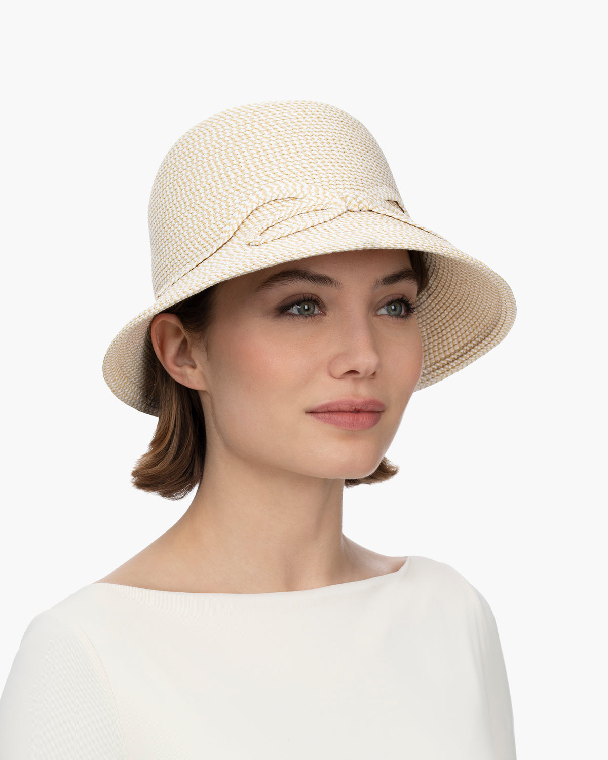 Womens Cream Bow Cloche Hat Elegant Organza Cloche Hat with Bow, Perfect for Tea Parties  main image 2