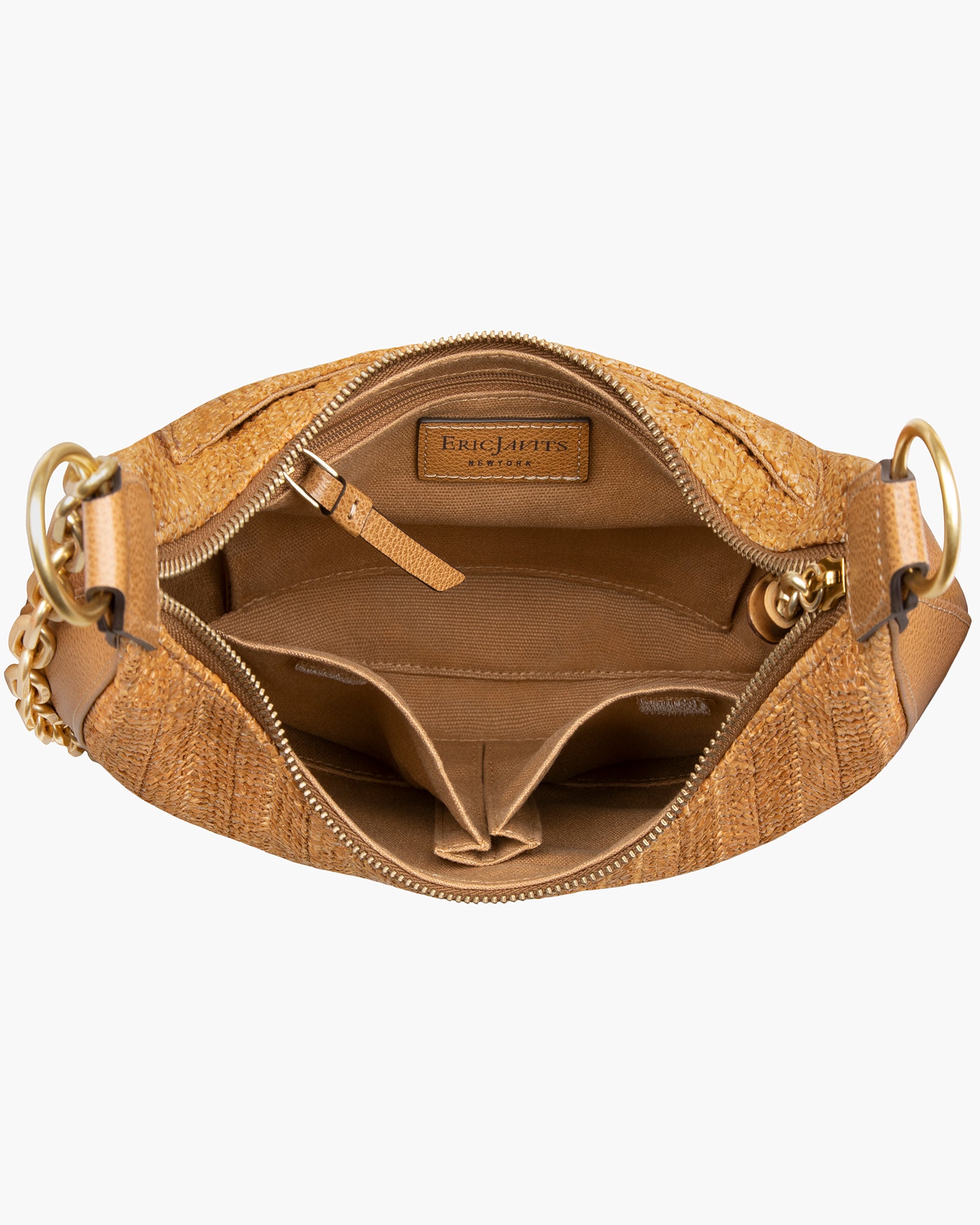 Croissant Straw Leather Bag I Mid-Size | Eric Javits