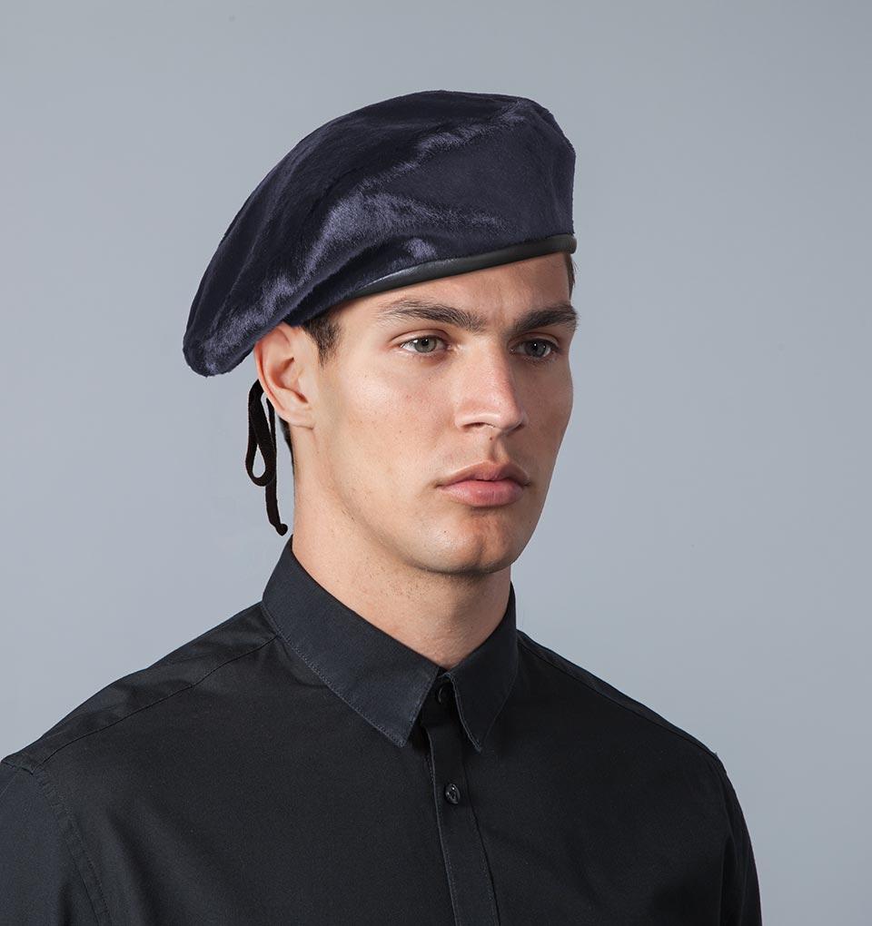 Eric Javits Men Hats ML / Navy Calf Beret Hat For Men