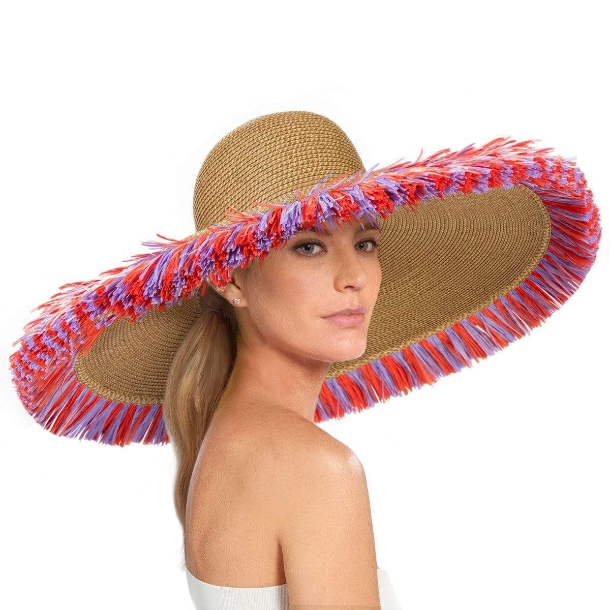 Eric Javits Women Hats Natural Fiesta Floppy With Fringe